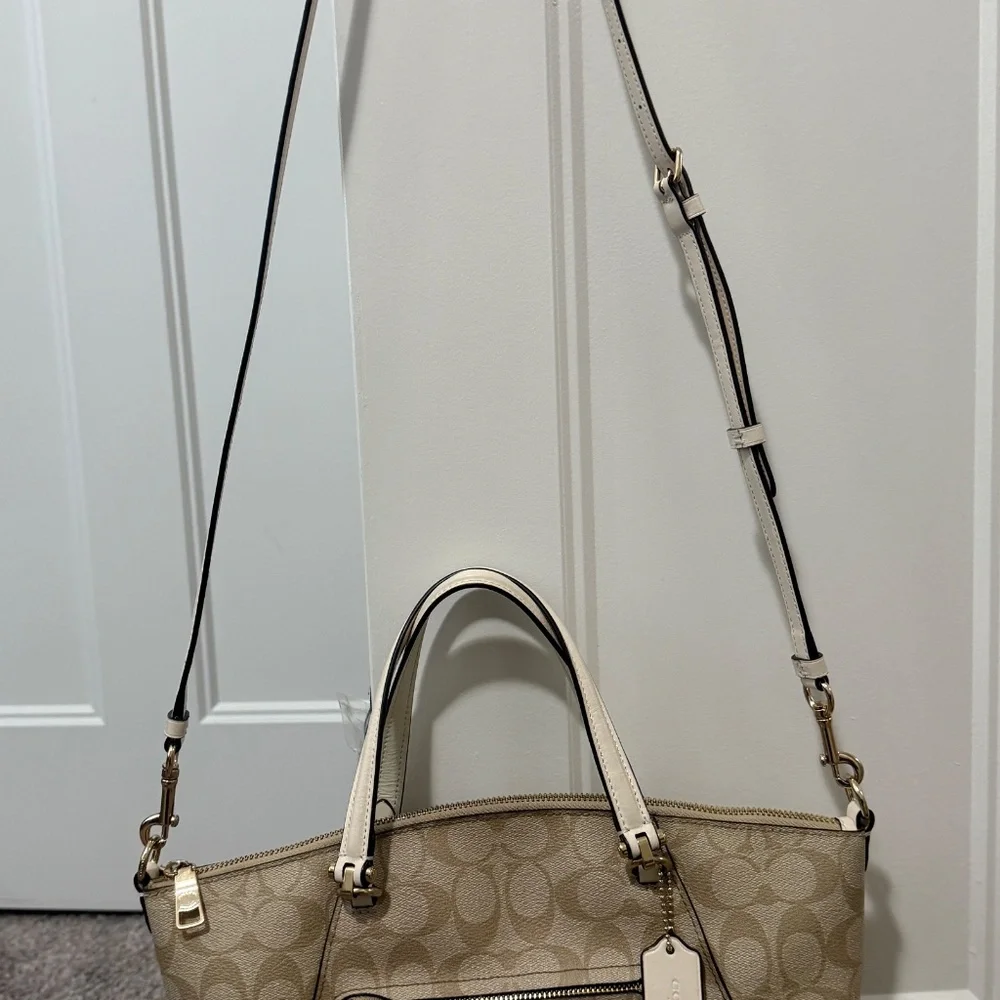 Signature Prairie Satchel & Crossbody.  Light Khaki/Chalk - Picture 2 of 6